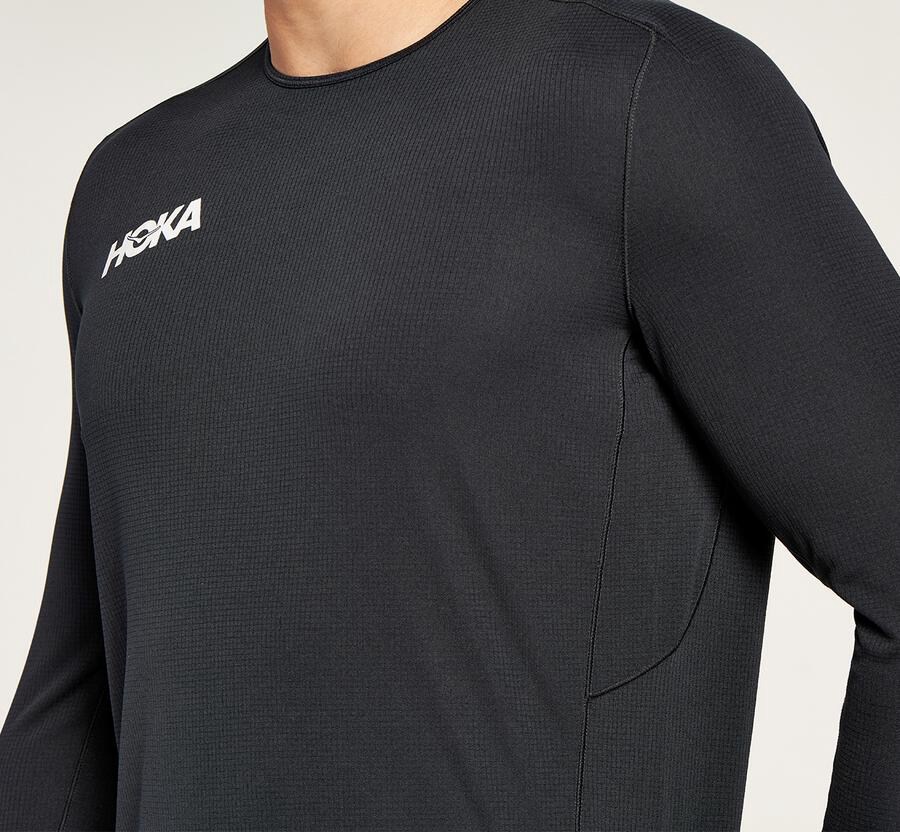 Hoka One One Tops Mens Black - Performance 3/4 Sleeve - 35976CUXV